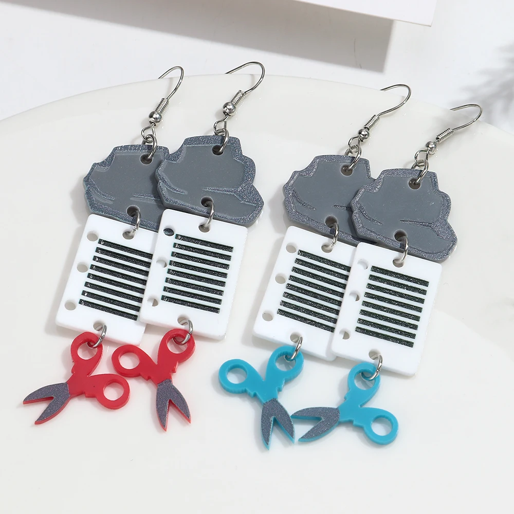 Creative Acrylic Dark Clouds Scissor Long Dangle Earrings Cute Cartoon Irregular Pendant Earrings Women Jewelry Gifts