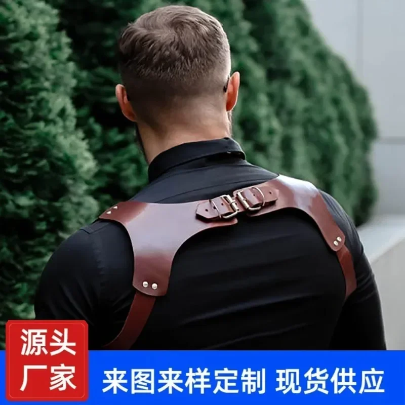 Suspenders Men\'s Pants Leather Adjustable Backpack Suspenders Suspenders Men\'s Shoulder Straps Fashion Adult Belt