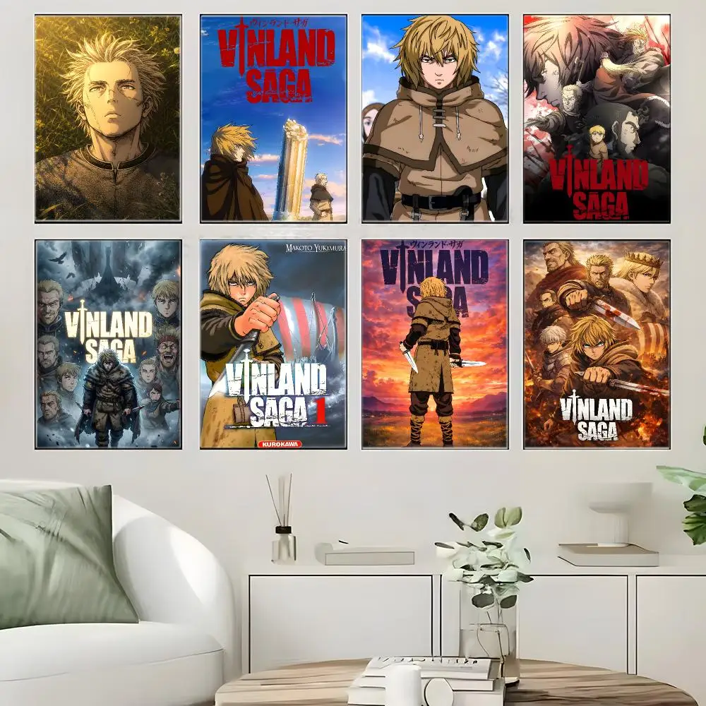 Viking Anime V-Vinland Saga Poster  Self-adhesive Art Waterproof Paper Sticker Coffee House Bar Room Wall Decor
