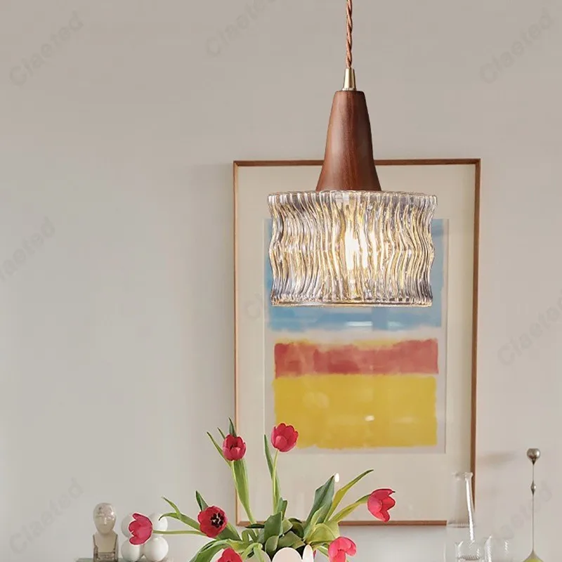 

American Retro Glass Chandelier Bedroom Bedside Lamp Living Room Dining Room Decorated with Simple Lighting