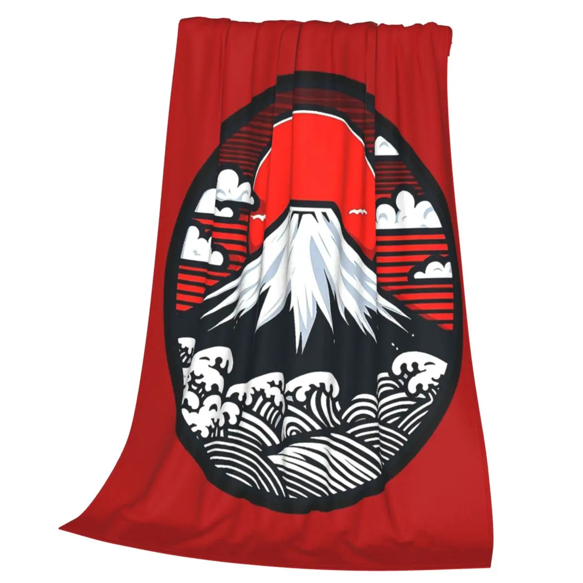 Mount Fuji And The Great Wave Off Kanagawa Blankets  Flannel Throw Blanket Bedding for Bed Living room Picnic Travel Home Couch