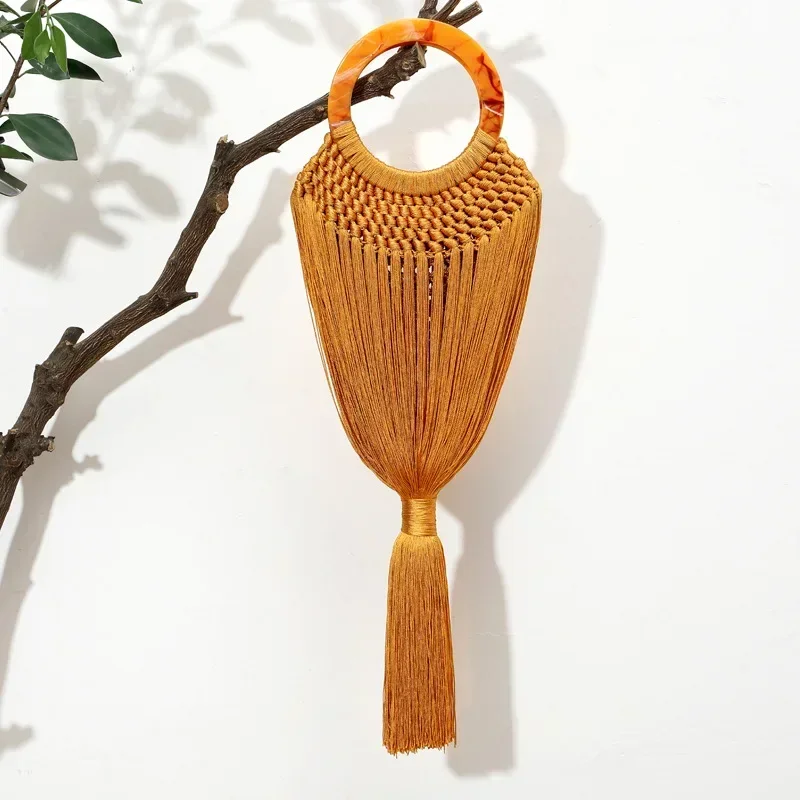 Ladies Acrylic Wrist Portable Tassel Top-handle Bag Wedding Bag Evening Party Clutch Bag Sac Phone Purse Luxury Handbags