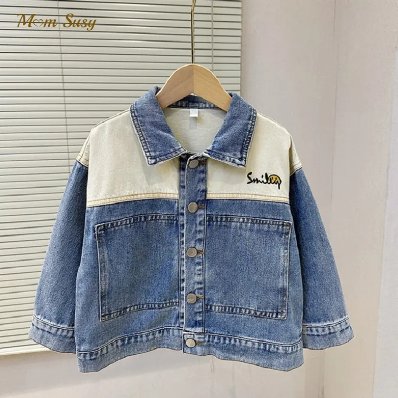 

Fashion Baby Boy Girl Cotton Denim Patchwork Jacket Infant Toddler Child Jean Coat Kid Outwear Spring Autumn Baby Clothes 1-8Y