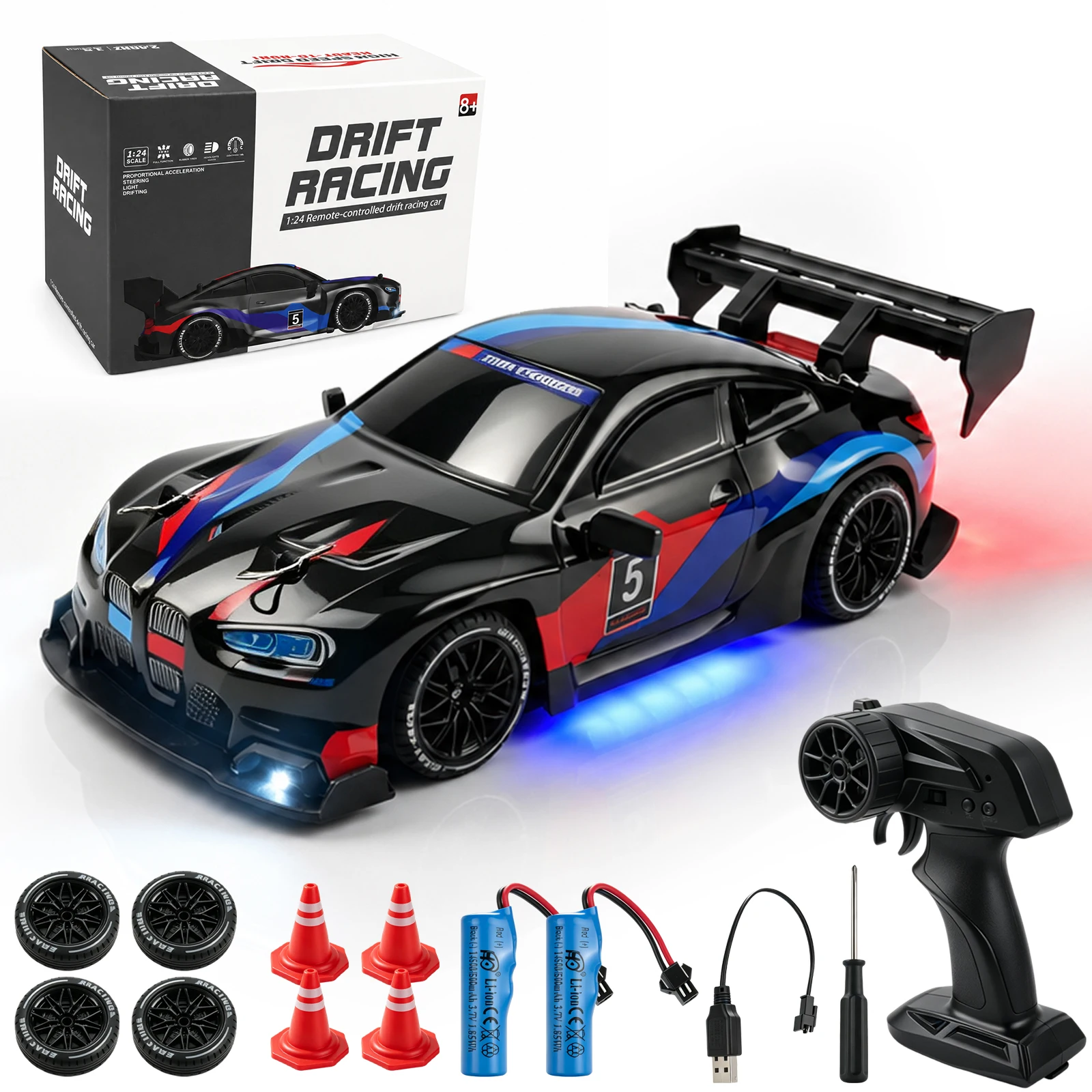 Voiture de drift télécommandée 4x4 1:24, mini modèle de voiture de course télécommandée 2.4G, radio haute vitesse ​ ​ Voiture RC Jouet Cadeau pour Garçon