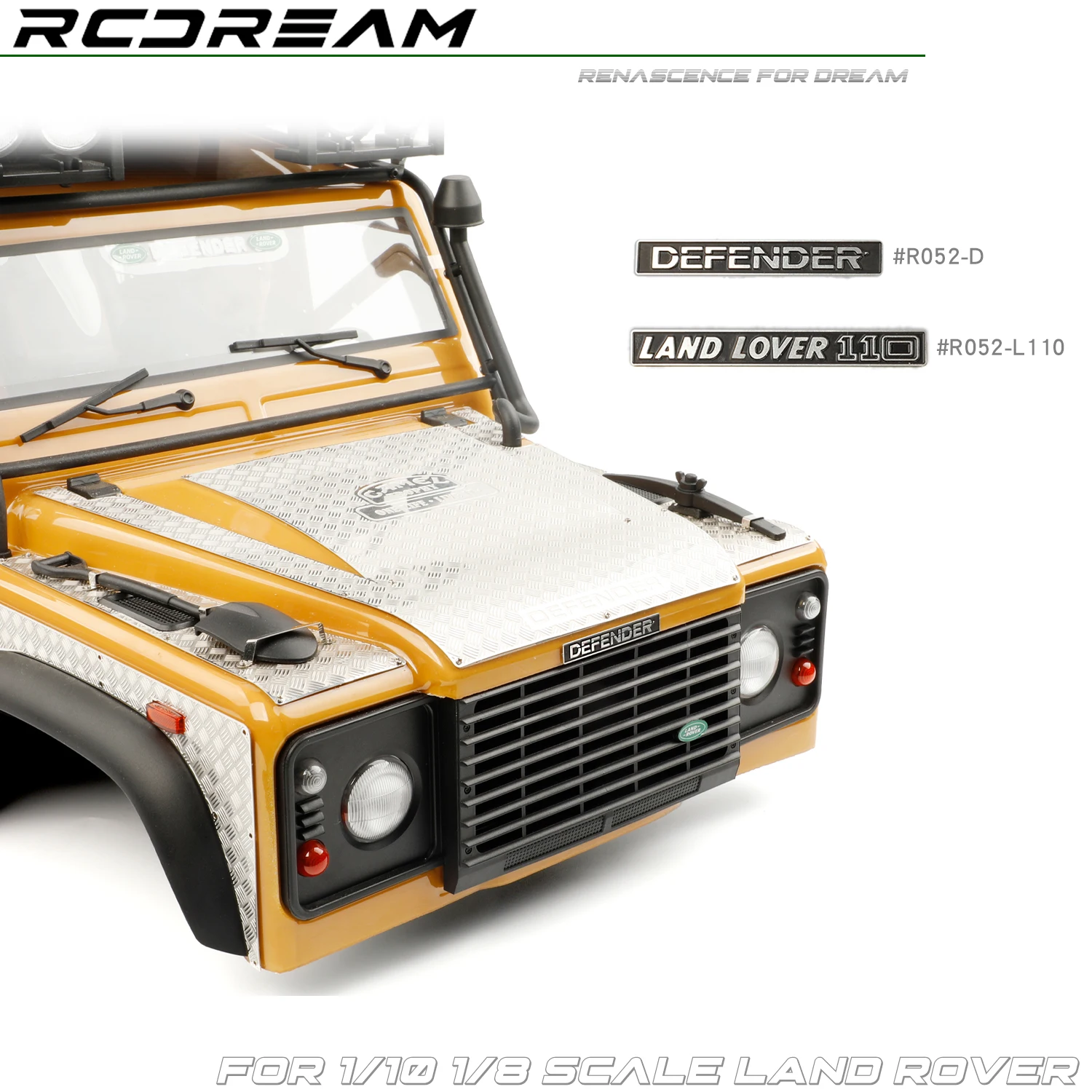 RCDream 1/10 Simulation Stainless Steel Emblem Sticker Badge Front Hood Logo for FCX10 Thropy TRX4 Defender D90 D110 RD110