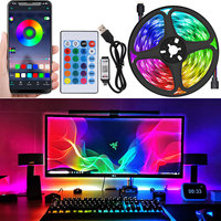 USB 5V LED Neon Light Strips 5M 5050 RGB LED Flexible Lights Tape Auto Atmosphere Christmas Decorative Light for Room Home Car