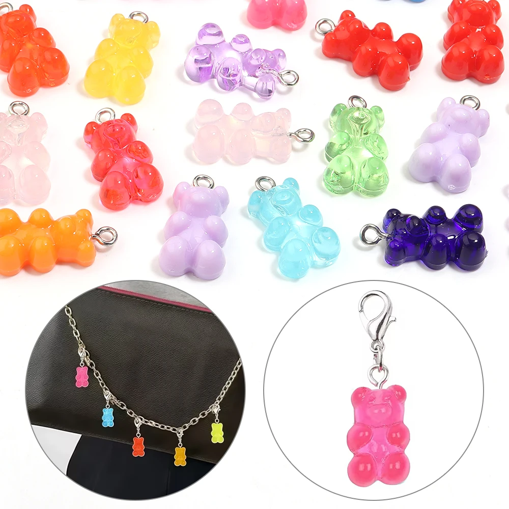 20pcs/lot Cute Mini Bear Acrylic Pendant Colorful Transparent Earring Pendant Charm For Jewelry Making Diy Handmade Accessories