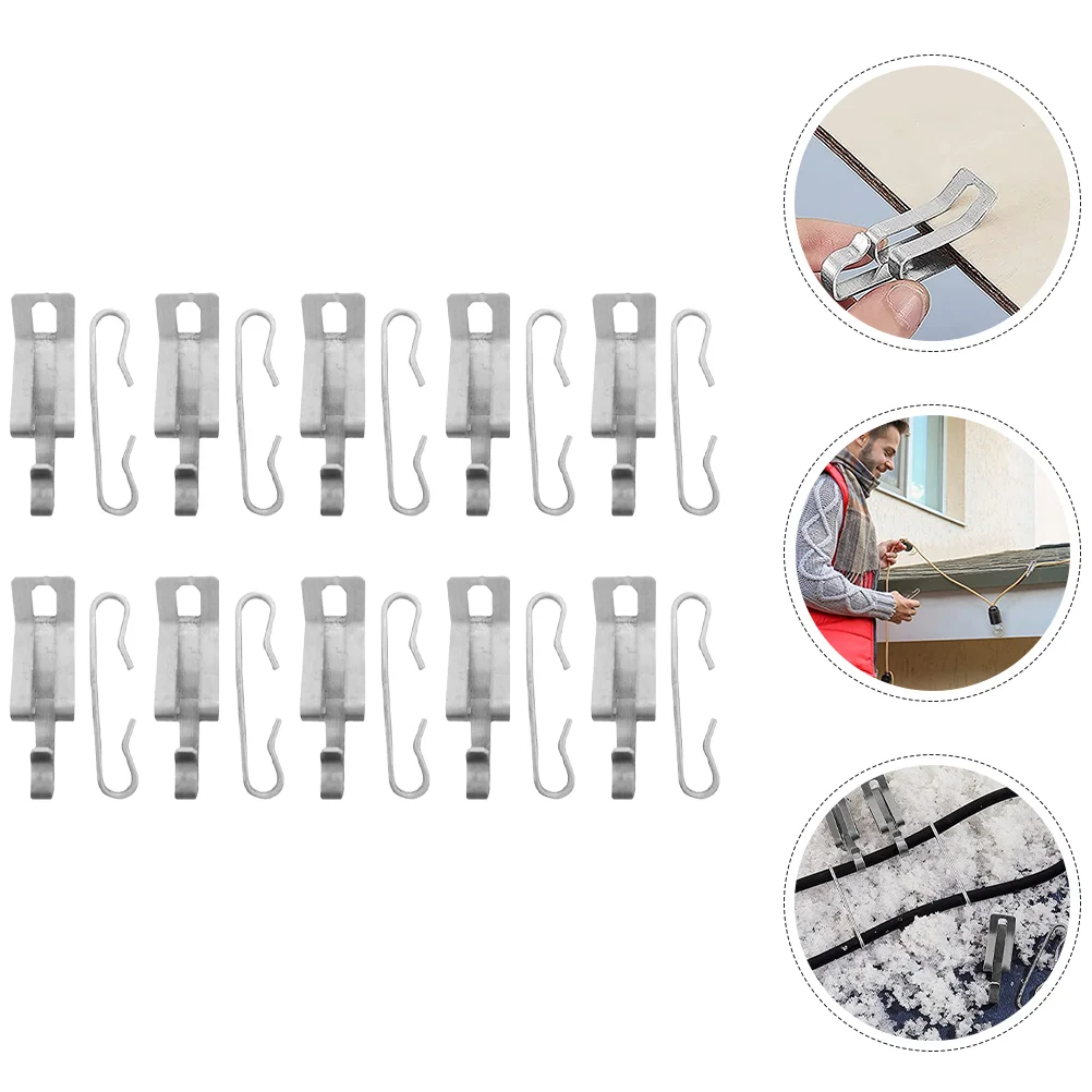 Gutter Cable Clips and Spacers Snow Melting Heating Fixing Hook Silver Aluminum Roof