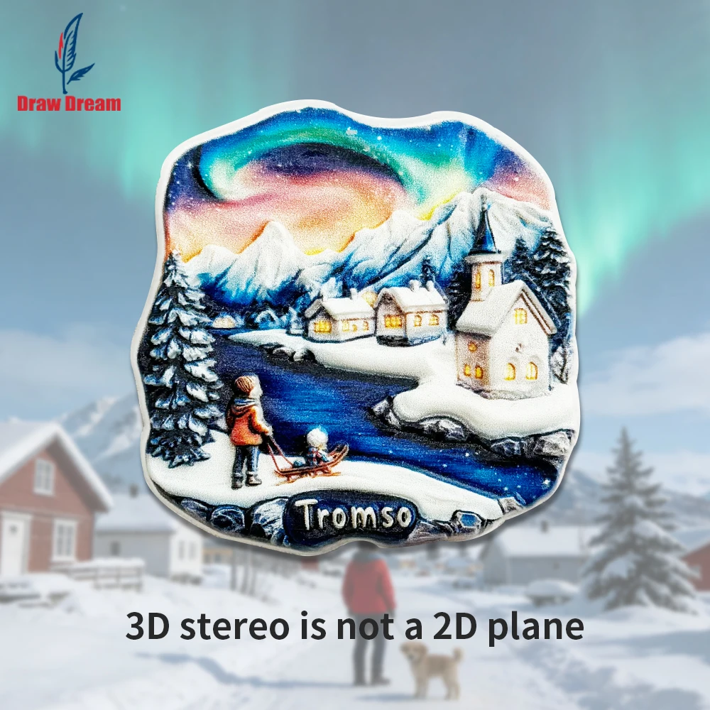 1 Stück Norwegen Tromsø Kreativer 3D-Kühlschrankmagnet, Weltreise-Souvenir-Kollektion, geeignet für Heim- und Bürodekoration, personalisierter exklusiver Reise-Souvenir-Magnet, Kühlschrankmagnet,