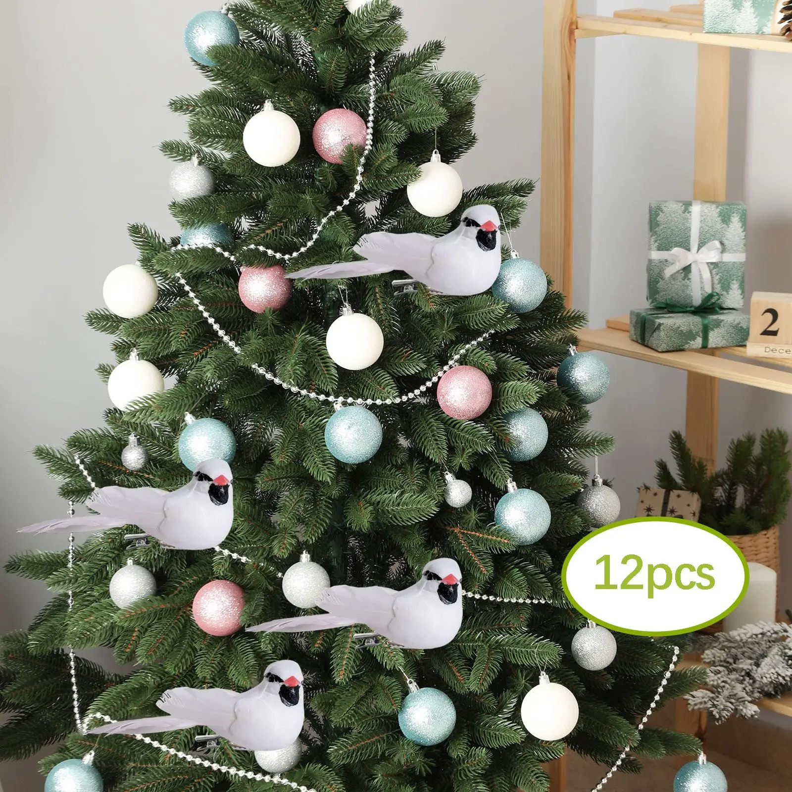 

12x Artificial Birds Ornaments with Clip Foam Artificial Feather Simulation