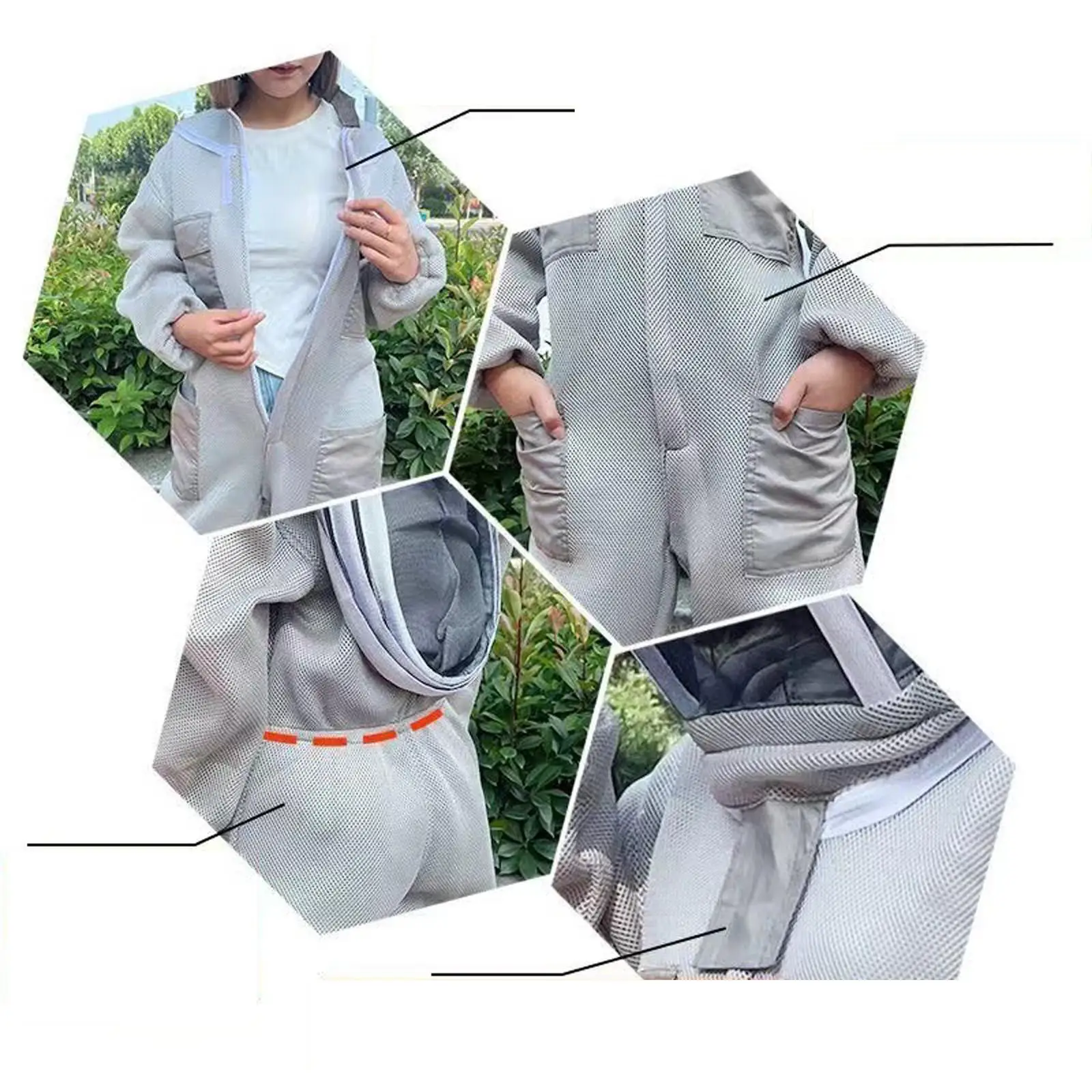 Bee Keeper Protective Suit for Men Women Professional Beekeeping Outfit with Ventilated Mesh Design Long Sleeve Jumpsuit Easy
