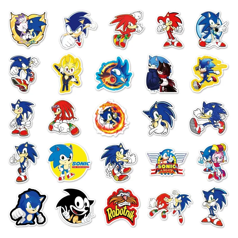 50pcs Sonic The Hedgehog Suitcase Water Cup Stationery Mobile Phone Car Scooter Laptop Refrigerator Decoration Sticker