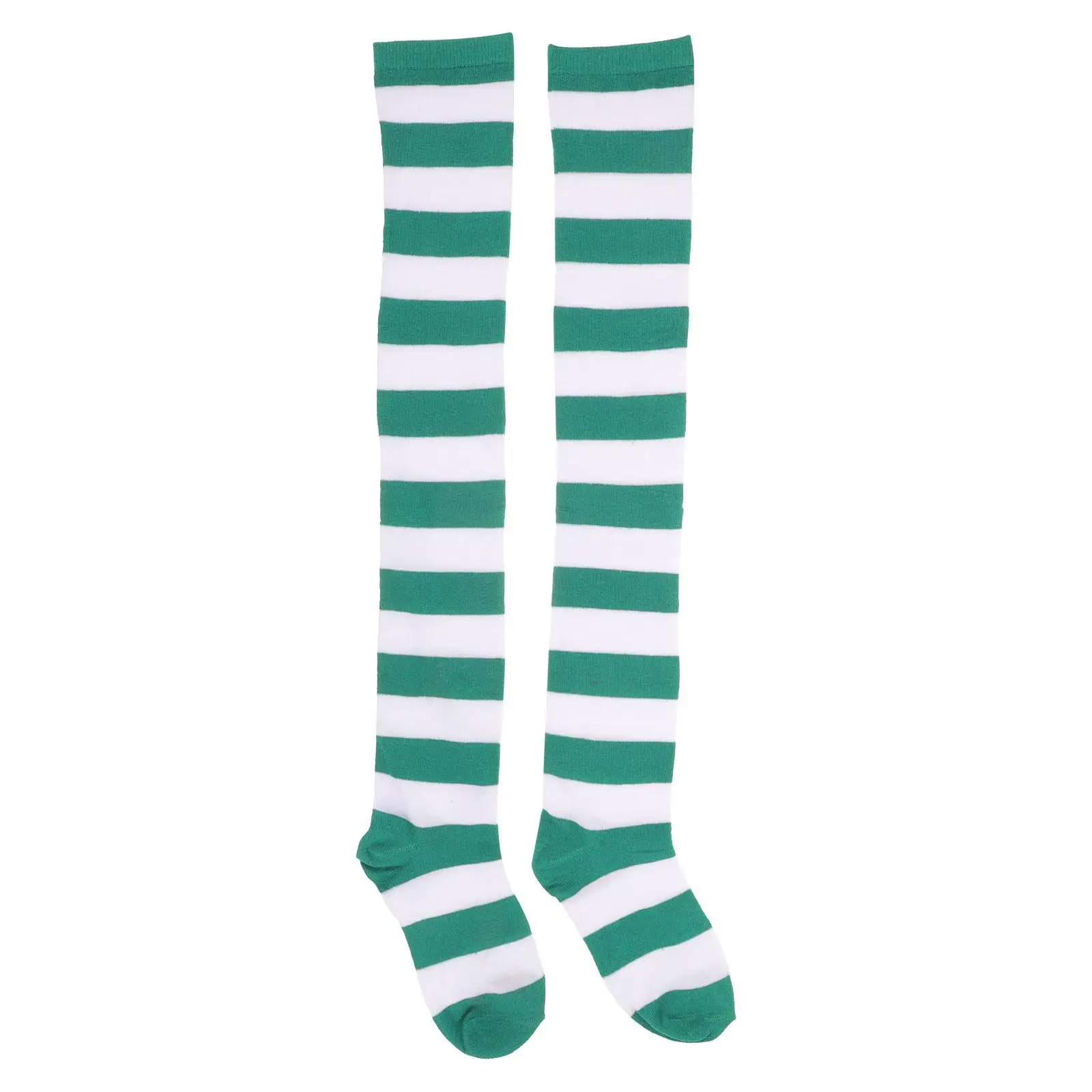 

Pink White Wide Striped Thigh High Stockings Women Over The Knee Socks Festive Leg Warmers Polyester Material Costume Party