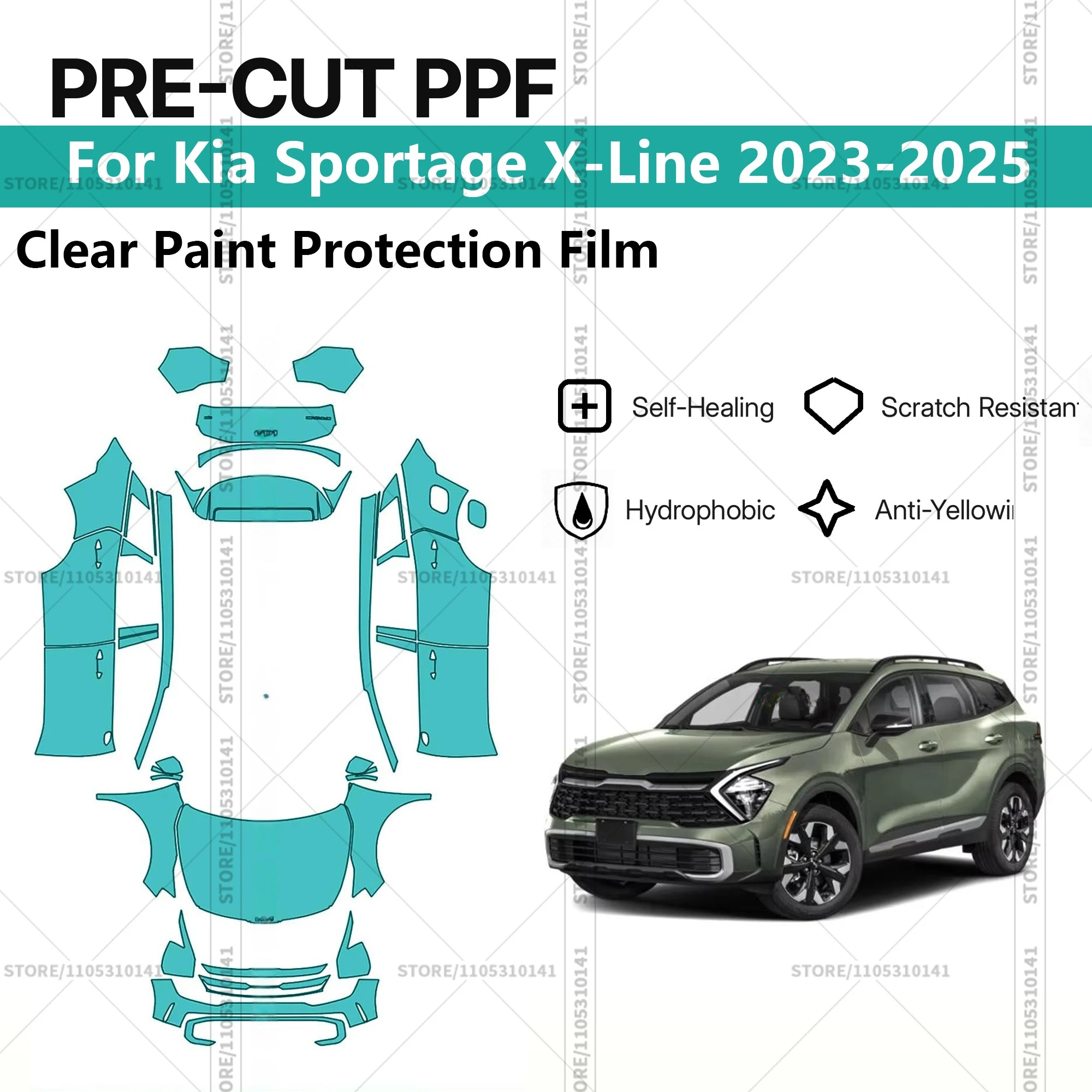 For Kia Sportage X-Line 2023-2025 Pre-Cut Paint Protection Film PPF Transparent Car Film Professional Automotive PPF