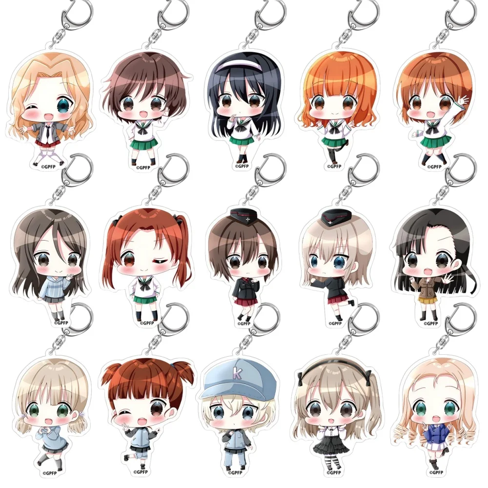 Loen Anime periférico tienda niñas y Panzer das Finale Miho Nishizumi Saori Takebe Hana Isuzu llavero acrílico colgante Decoración