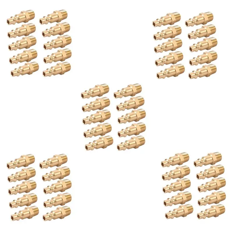 

【ЭЛЕКТРОННЫЕ АКСЕССУАРЫ】Латунный быстроразъемный адаптер для воздушного шланга с наружной резьбой NPT 1/4 дюйма, комплект соединительных муфт для воздуха, комплект фитингов для воздушного компрессора, 50 шт.