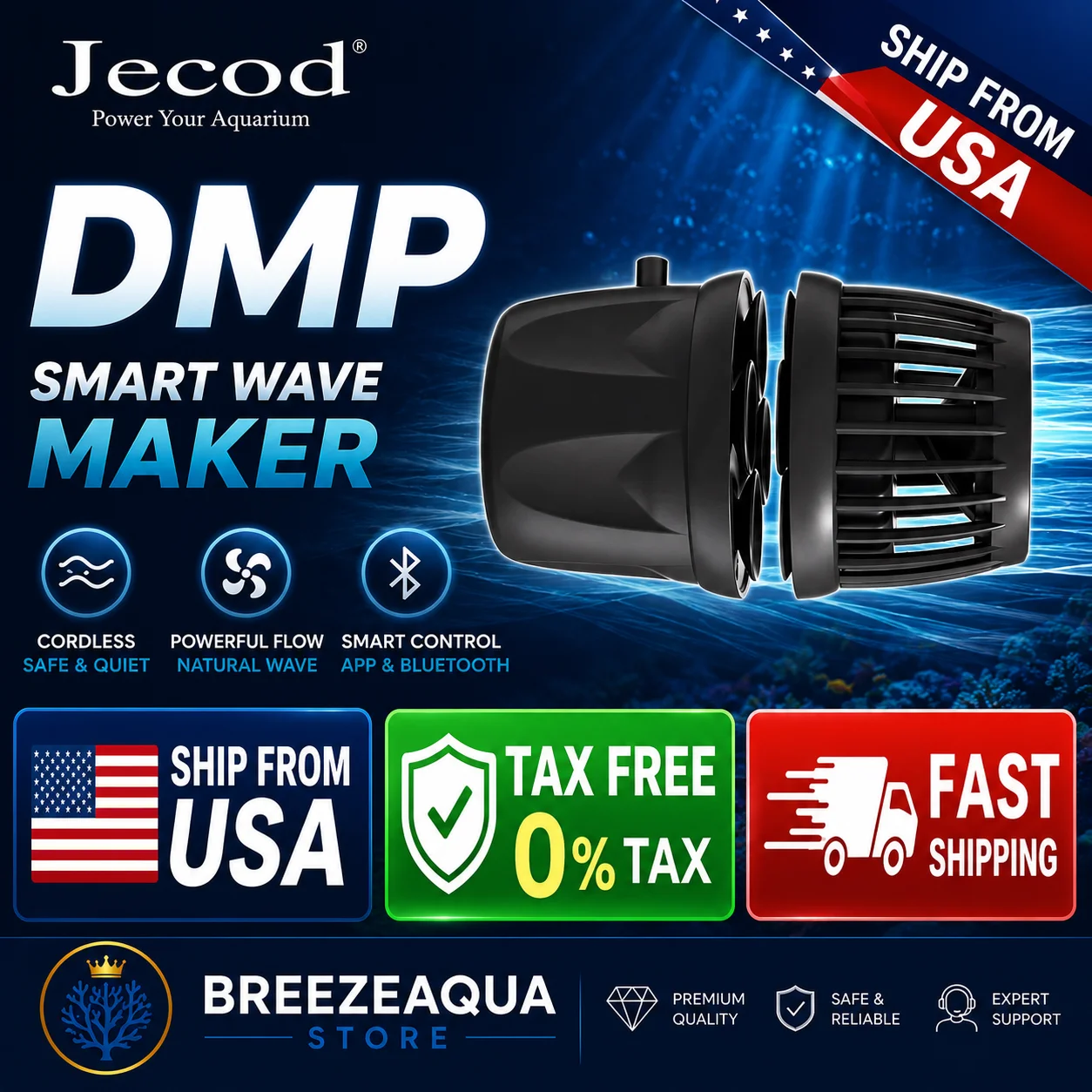 Jebao Jecod DMP-10/20/30/40 Aquarium Wavemaker Pump App Cordless Bluetooth App Control for Fish Tank