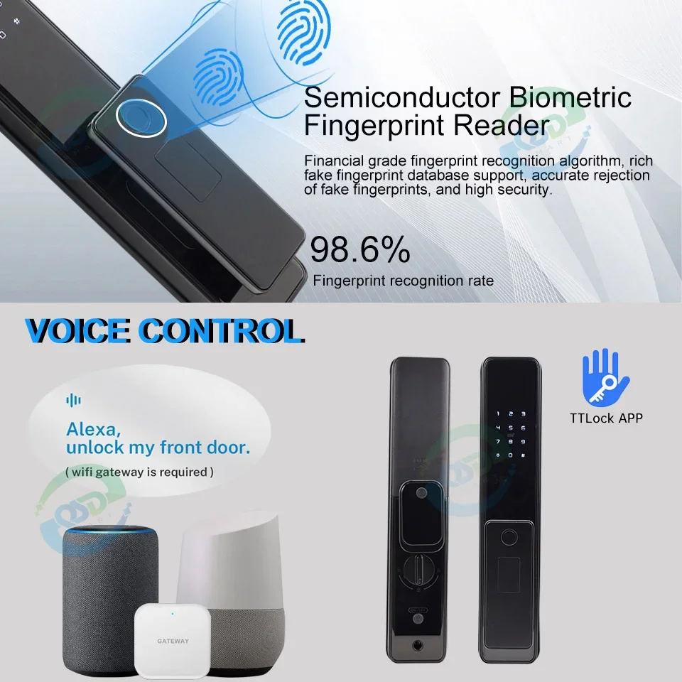 Handless Automatic Fingerprint Digital Smart Door Locks Wireless WiFi Remote Unlock Home Security Inteligente Smart Lock