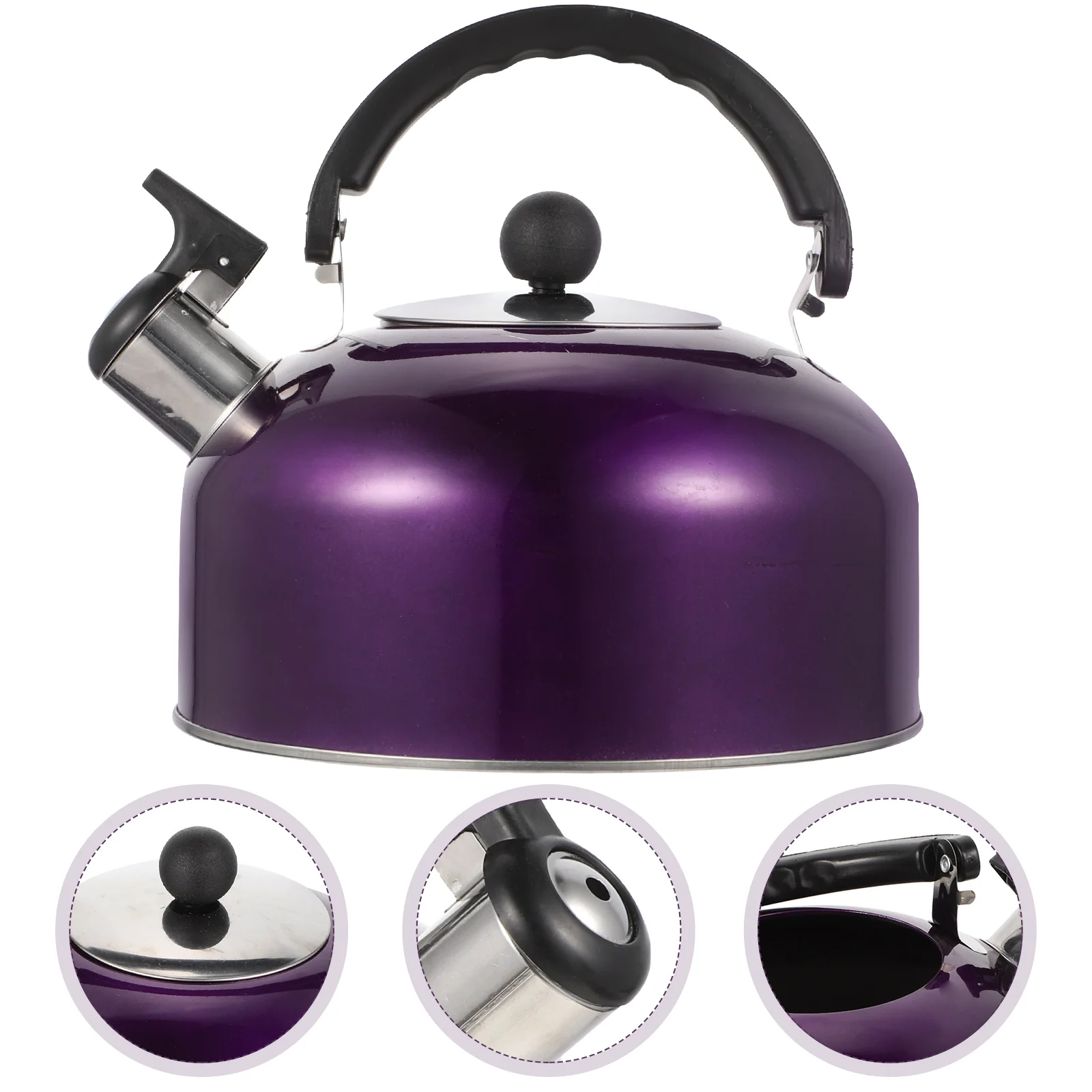 

Steel Kettle Stainless Whistling Water Jugs Pot for Home Household Kettles Purple Steel= Teapot