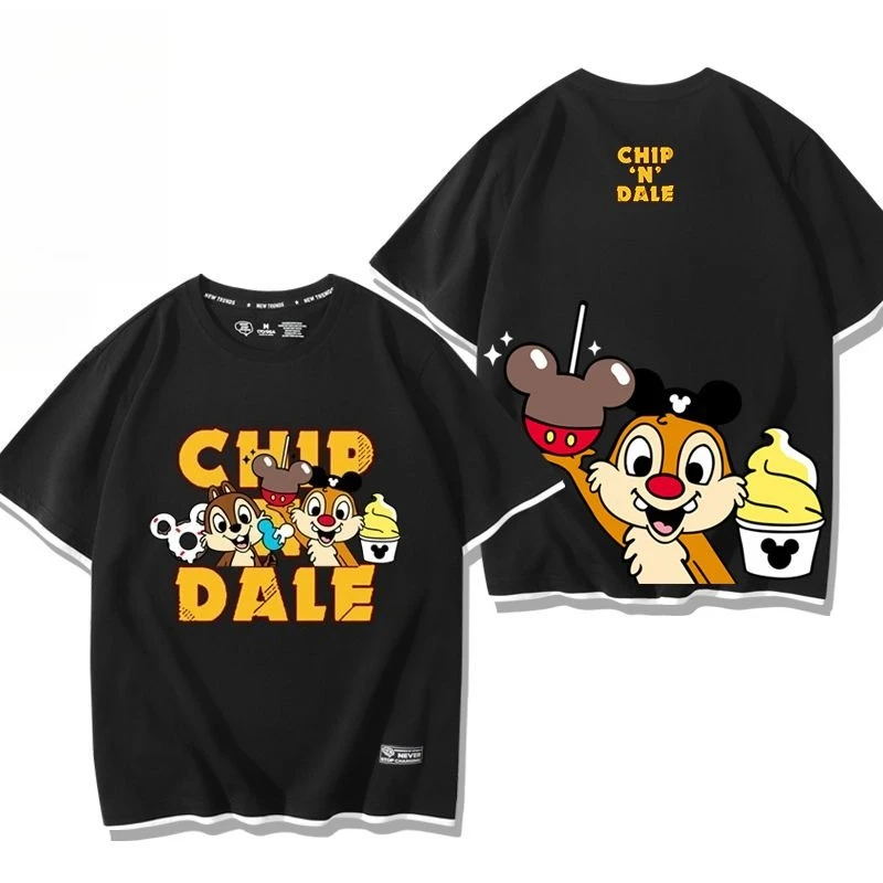 

Chip 'n' Dale Anime Co-branded Disney T-shirt, Unisex Couple Fake Two-Piece, Summer Short Sleeve Versatile Casual Couple Tops