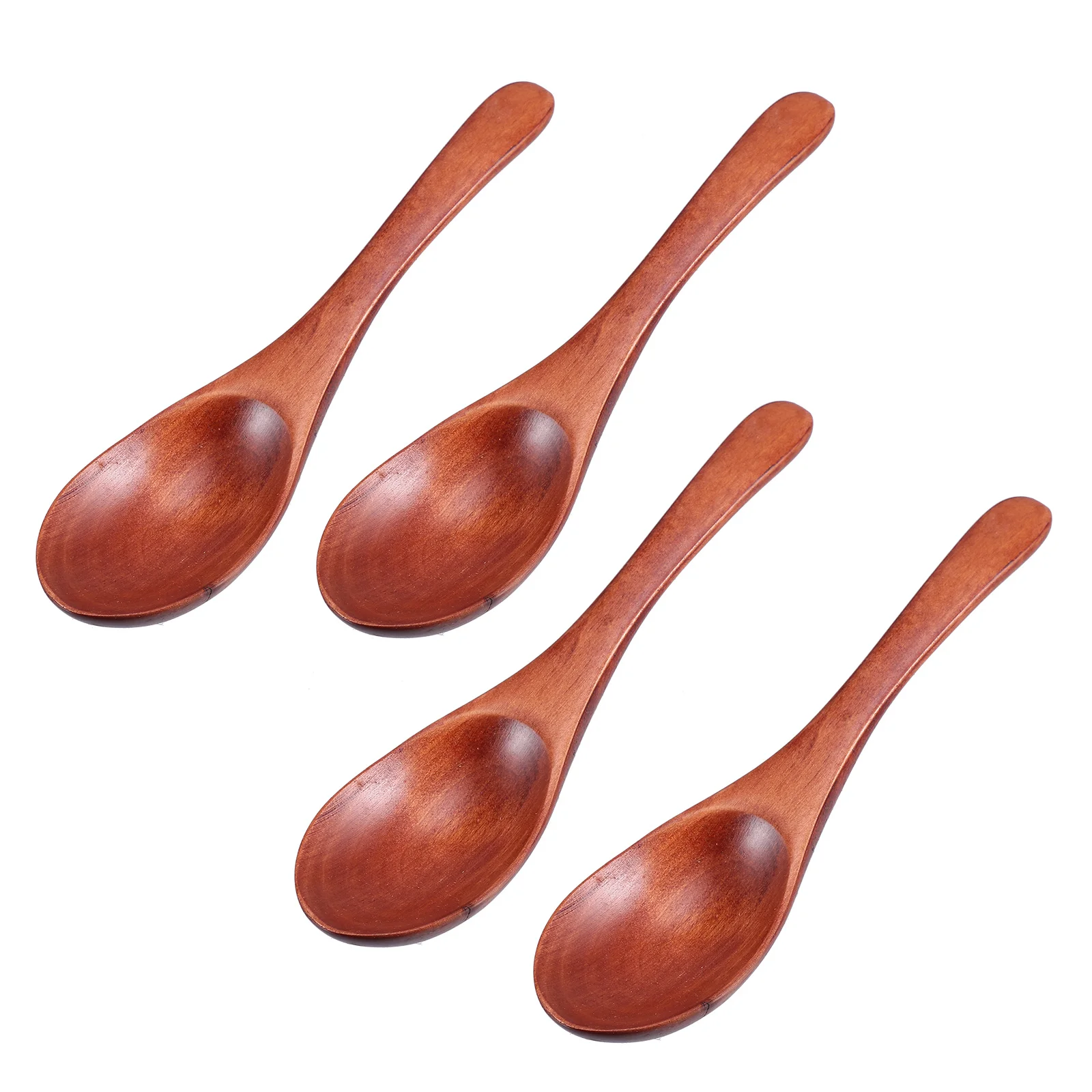 

4Pcs Wooden Soup Spoons Curved Design Comfortable Handle for Honey Condiments Bath Salt Scoop Lightweight Rustic Spoons