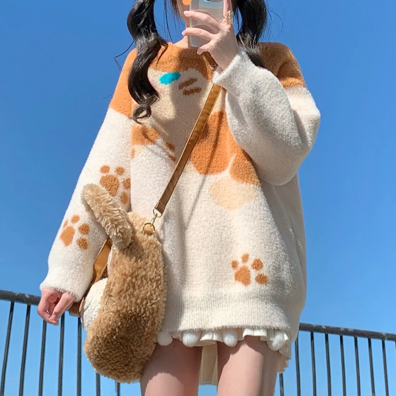 

Deeptown Y2k Cartoon Women Sweaters Vintage Japanese Fashion Knit Pullovers Long Sleeve Preppy Aesthetic Sweet Loose Winter