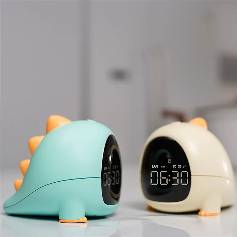 Excellent-Cartoon Dinosaur Alarm Clock Multifunctional Rechargeable Table Clock Smart Control Digital Clock Yellow