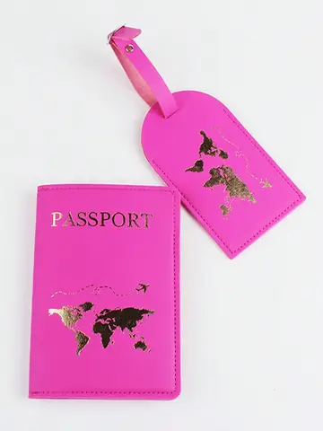 2PCS/Set Passport Cover Luggage Suitcase Tag With Name ID Card Anti-lost PU Leather Wallet Travel Accessories For Flight Couples