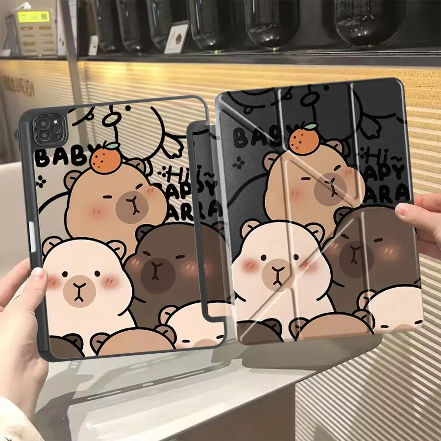 Holder Cover Tablet Case For iPad Pro 2025 Mini 6 7 Air 4 5 M3 M2 1 2 M4 11inch Pro 11th 10th 9th 8th 7th 12.9inch Cute Capybara