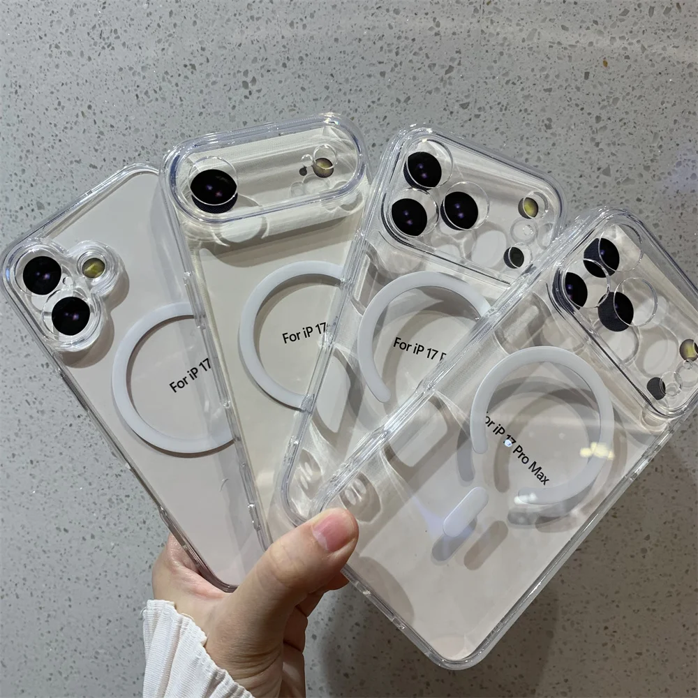 فاخر شفاف قوي المغناطيسي قذيفة آيفون 17 برو 17 الهواء 16 15 برو ماكس شحن لاسلكي الوفير مجموعة هدايا عالمية #2