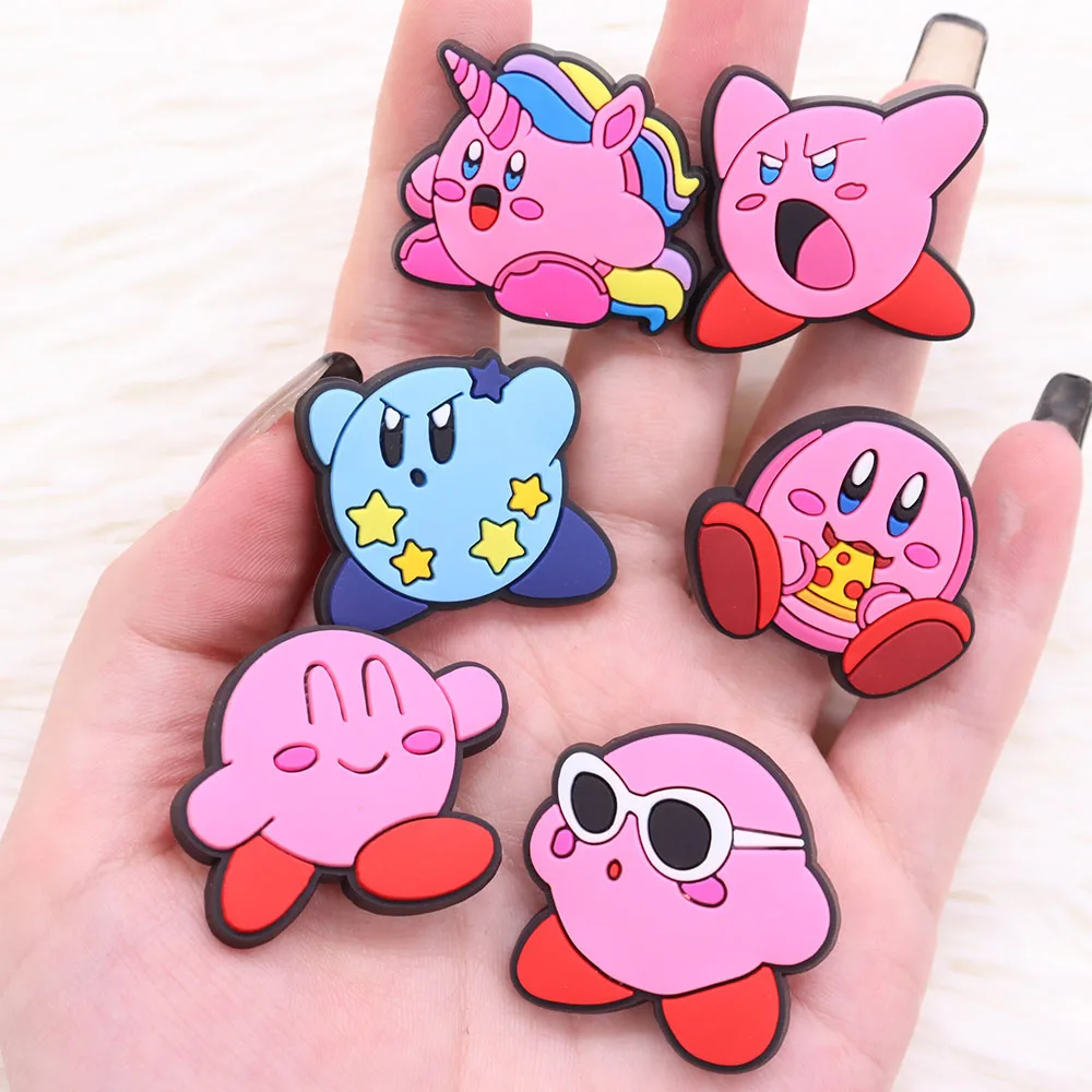 1-10Pcs Garden Shoe Accessories Cartoon Cute Pink Round Fairy PVC Shoes Charms Sandals Ornaments For Boys Girls Party Present