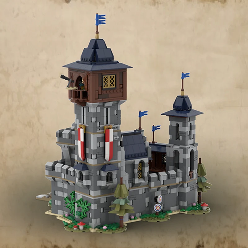 Castelo medieval modelo moc tijolos de construção castelo torre acampamento tecnologia modular presentes feriado montar crianças brinquedos terno