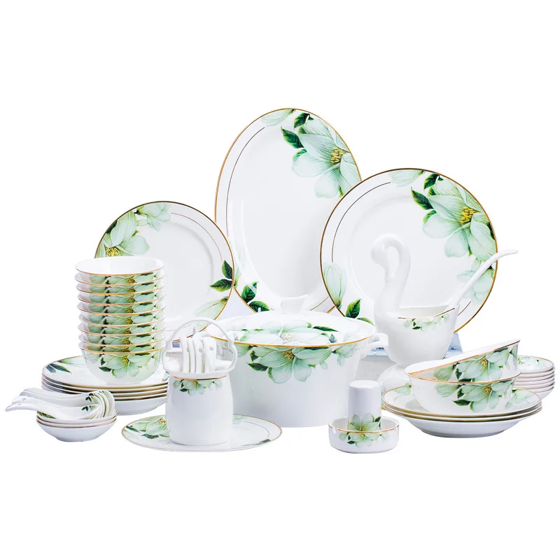 

Dish set, household European bone china tableware set