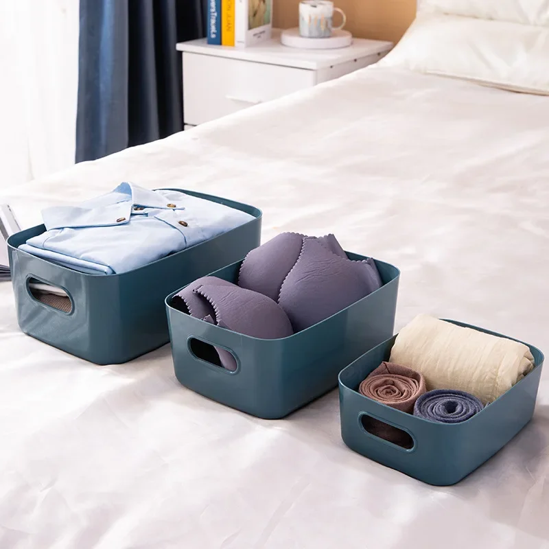 Desk Plastic Sundries Storage Box Cosmetics Jewelry Wardrobe Clothes Small Things Organizer Basket Home Kitchen Containers Tools