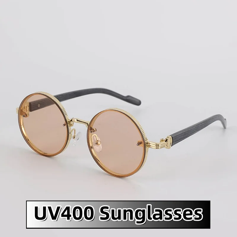 

Personalized and Trendy Metal Round Framed Sunglasses UV400 Protection Street Photography Stage Performances Shades Glasses