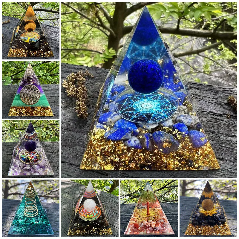 Pyramid Crystal Semi-Precious Stone, Crystal Tower, Home Crafts, Resin Epoxy, Desktop Decoration