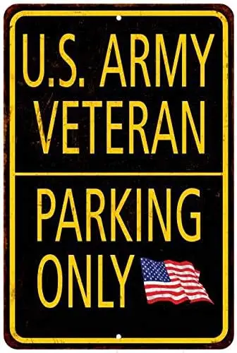 U.S. Army Parking Only Sign Military Signs Police Law Enforcement Sheriff Vintage Décor Plaque Wall Art Rustic Tin Patriotic Gif