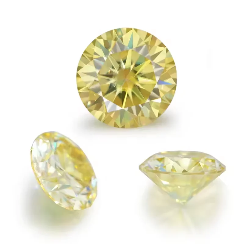 

Spot Wholesale Round Brilliant Cut 1 Carat - 10 Carat Yellow Moissanite Diamond Colored Unmounted Moissanite Gemstones