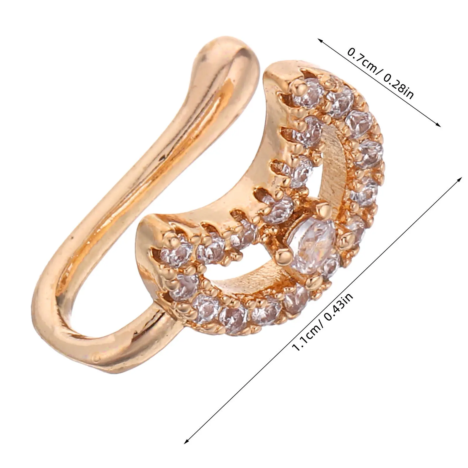 11Pcs Non Piercing Nose Clips Copper U Shaped Faux Nose Rings Zircon Inlaid Stylish Lightweight Pain Free Alternative to