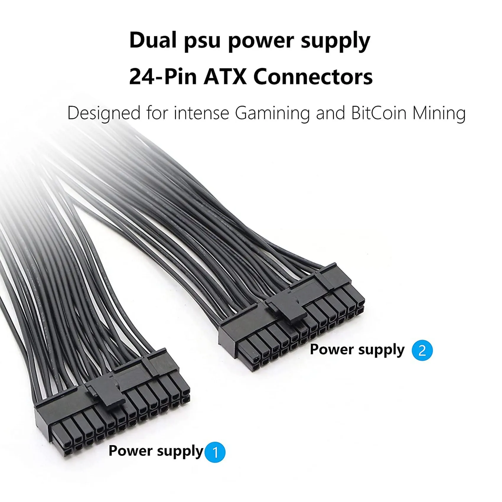 Dual PSU Power Supply 24-Pin ATX Motherboard Splitter Cable,24Pin(20+4) for ATX Motherboard Extension Cable