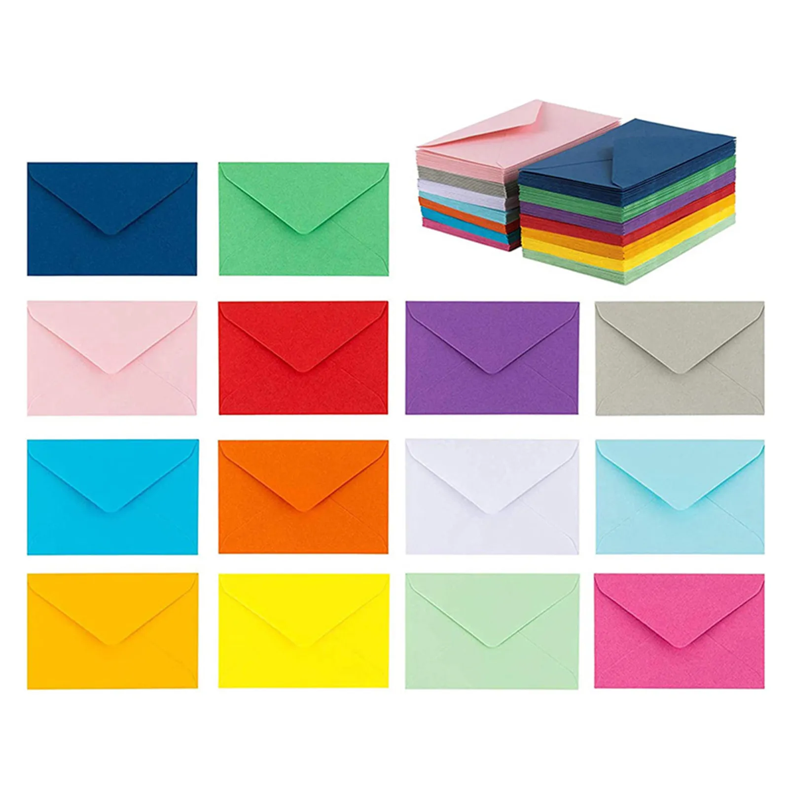 

50 шт. однотонных конвертов, разноцветные маленькие папки для поздравительных открыток, приглашений, поздравительных открыток, хранения писем, канцелярских принадлежностей