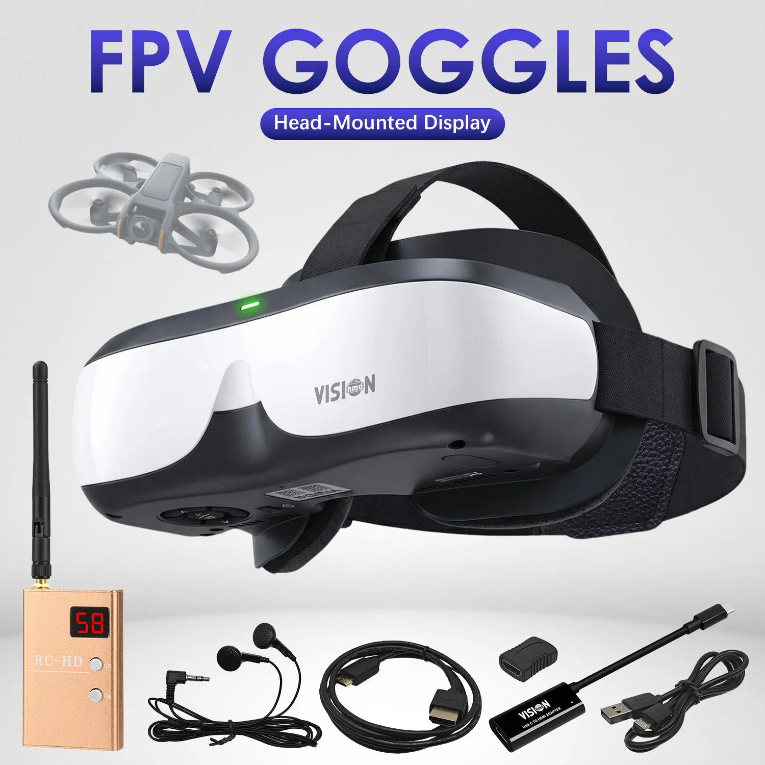 FPV Head Mounted Display DIY Entry Level Video Glasses Kit Mini HDMI Monitor Screen for Beginner Drone Builder