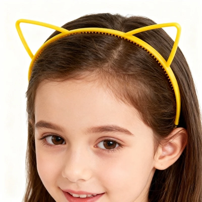 

Милая однотонная повязка на голову с кошачьими ушками для рождественской вечеринки, аксессуар для головных уборов для детей, девочек, детей в корейском стиле Ins