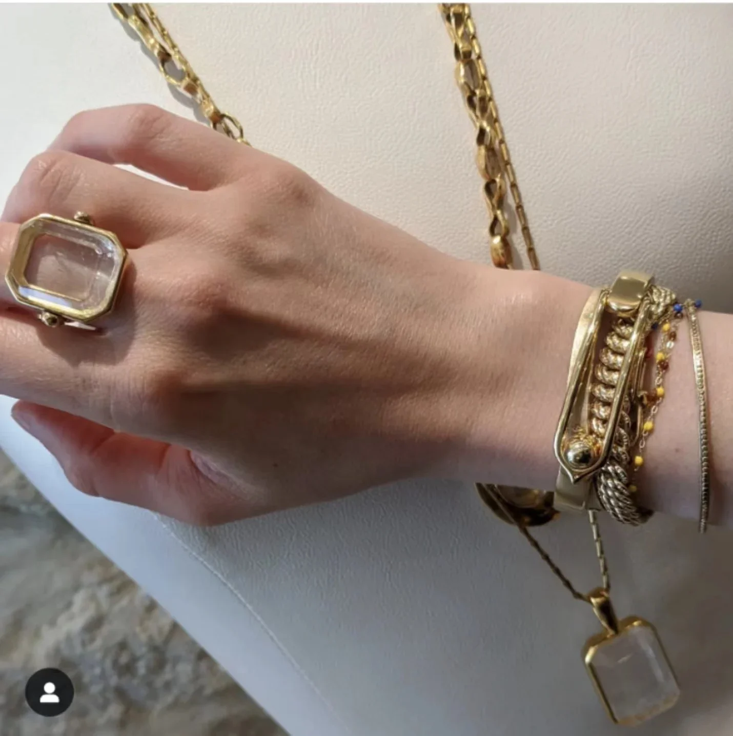 

Handicraft series retro natural crystal pearl ring