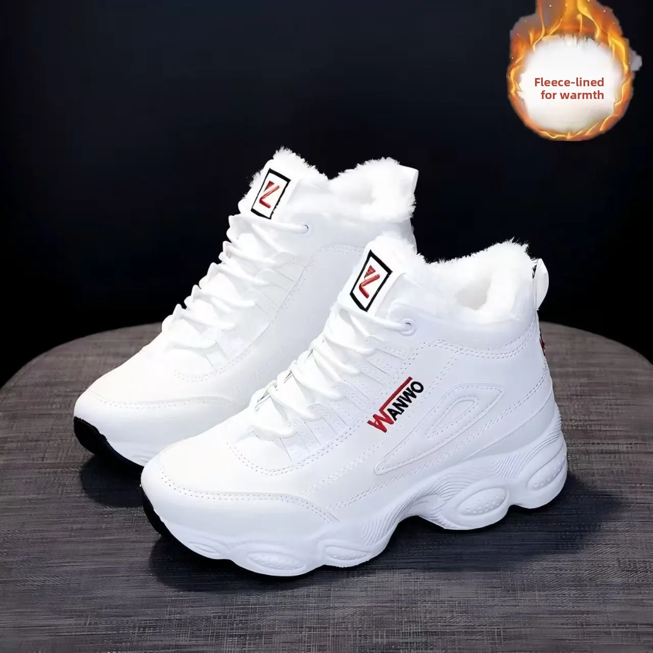 

Women's Cotton Shoes Winter New Fashion Fleece Lined Heightening Casual Sports Shoes Anti-slip Warm Snow Boots