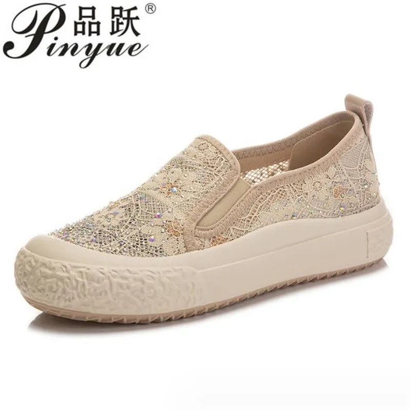 4cm Women New Fashion Baotou Sandals Female Lace Thick Sole Breathable Lazy Fisherman Casual Shoes Women Flat shoes 33 41