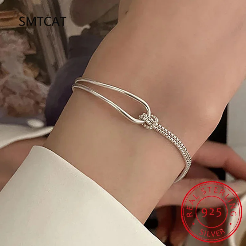 925 Sterling Silver Minimalist Chain Bracelet Party Jewelry Fashion Simple Geometric Handmade Holiday Beach Accessories Gifts