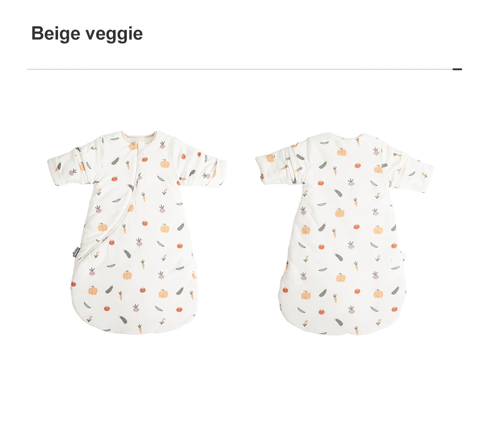 Sleeping Bag For Babies 0-24M Soft Cotton Breathable 2-Ways Zipper Cute Animal Print Baby Sleeping Bag With Removable Sleeves