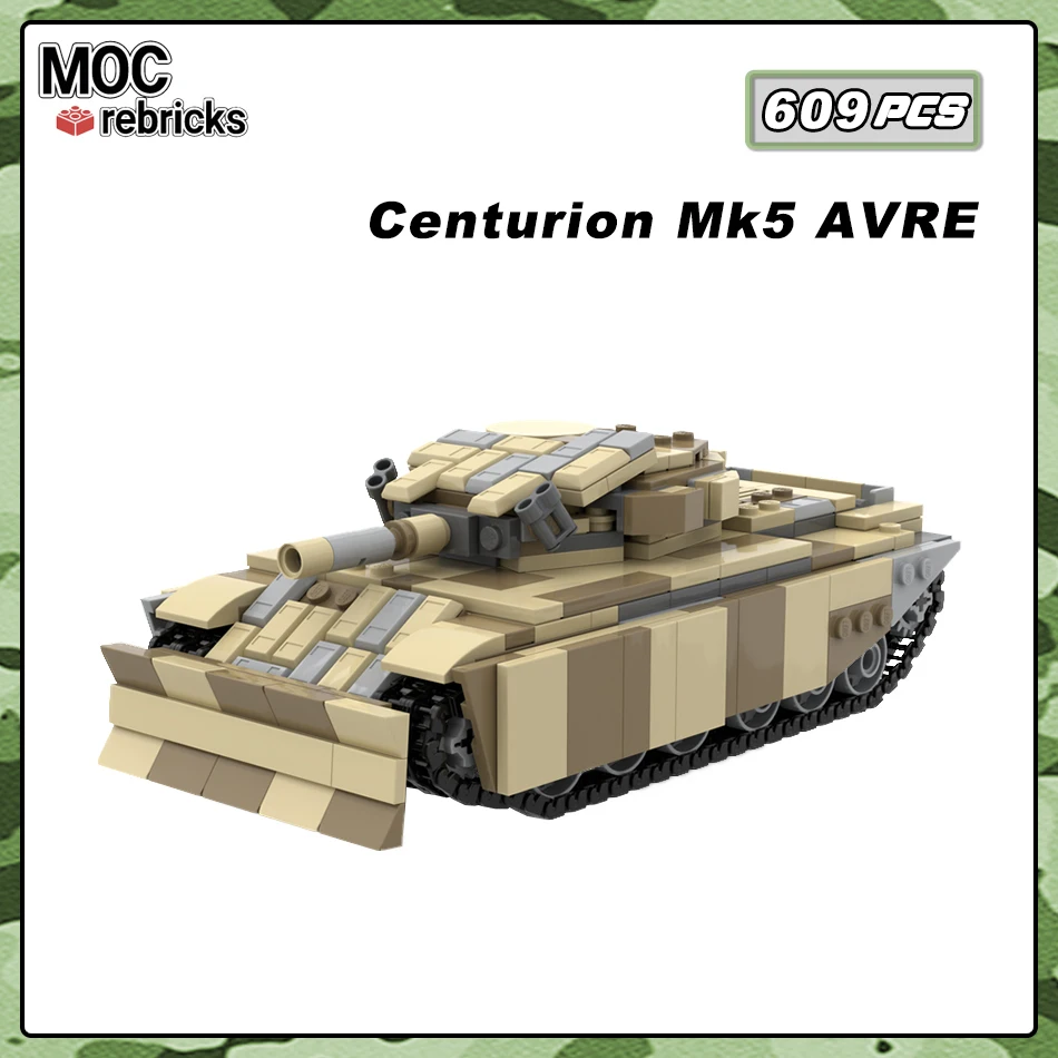 

Artillery Tank Centurion Mk5 AVRE Model Bricks Soldier Armored Vehicle Building Blocks Desktop Display Toy Kids Puzzle Gift