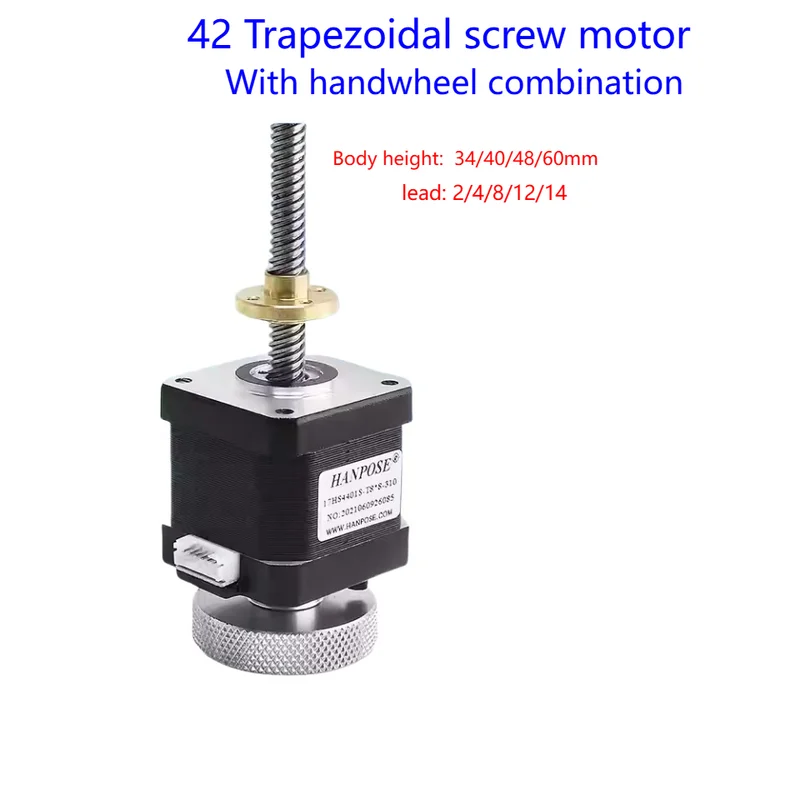 

42 trapezoidal screw stepper motor with handwheel combination Linear screw motor high speed and high torque